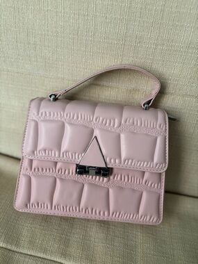 Quilted Top-Handle Shoulder Bag in Blush Pink